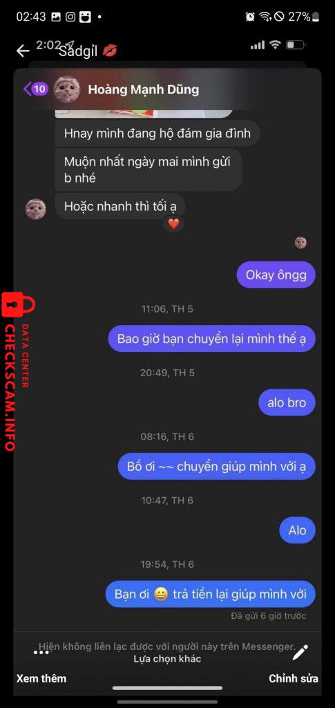 Preuves contre Hoàng Mạnh Dũng