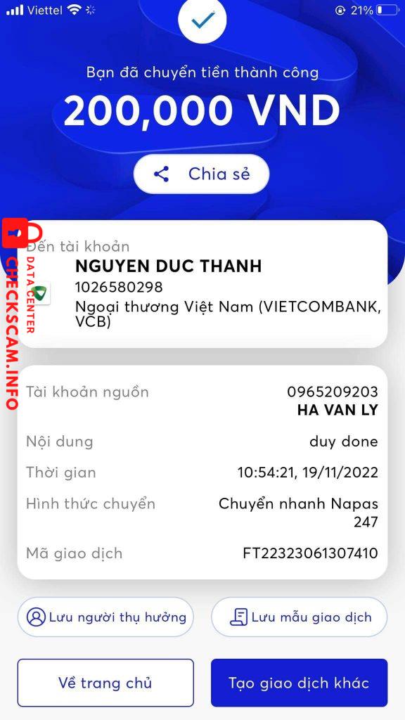 Preuves contre NGUYEN DUC THANH