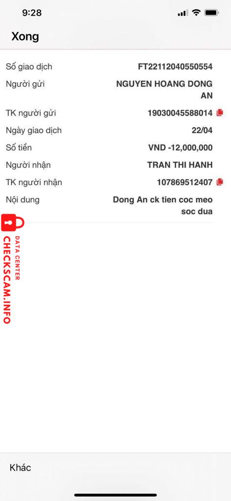 Preuves contre Trần Thị Hạnh