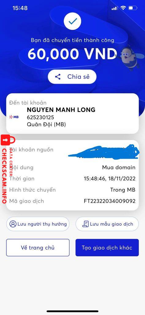 対する証拠 NGUYEN MANH LONG