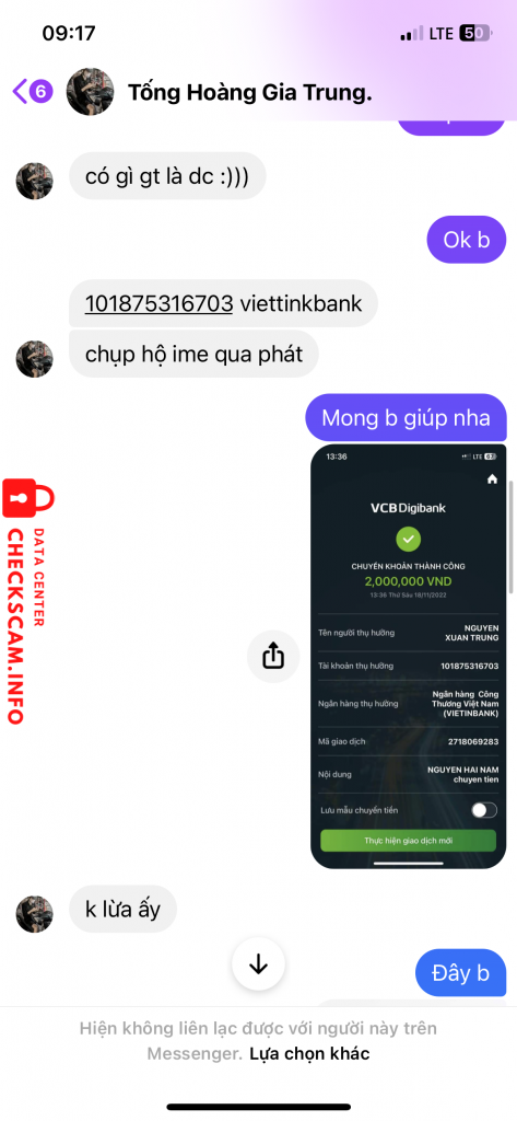 対する証拠 NGUYEN XUÂN TRUNG