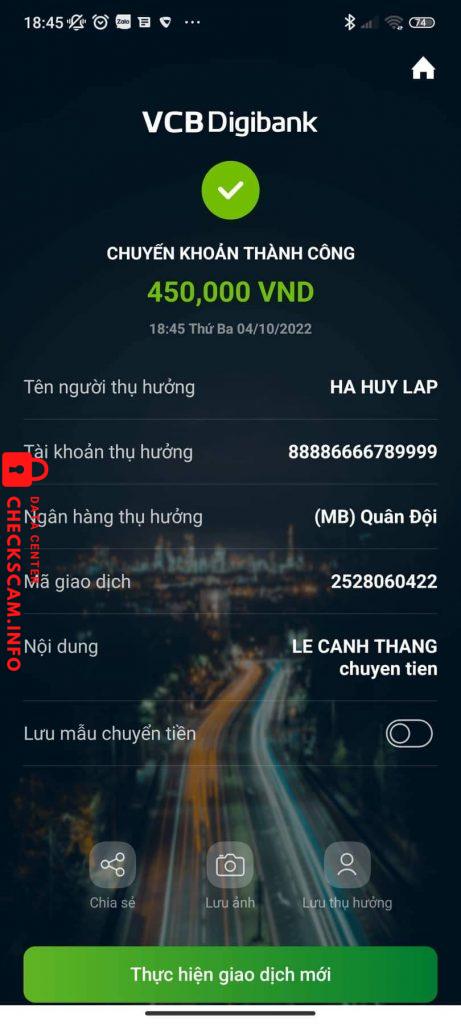 対する証拠 Hà Huy Lập