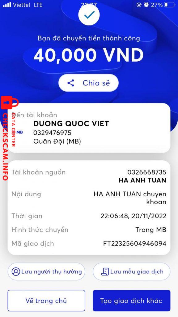 対する証拠 Dương Quốc Việt