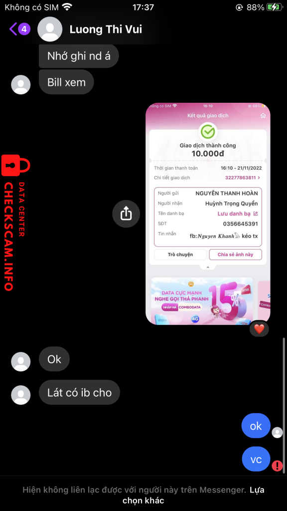 対する証拠 Huỳnh Trọng Quyền