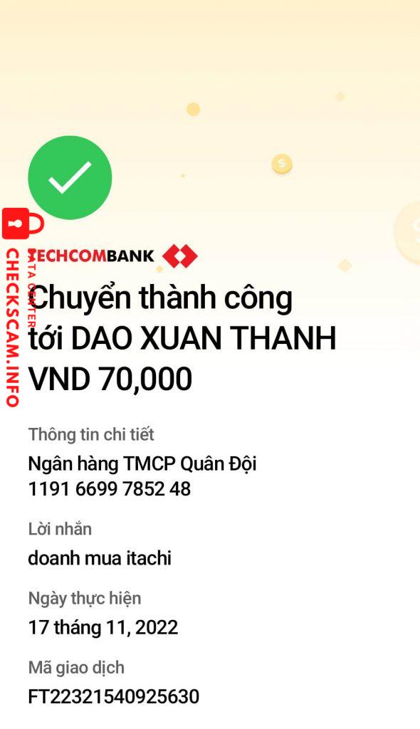 対する証拠 DAO XUAN THANH
