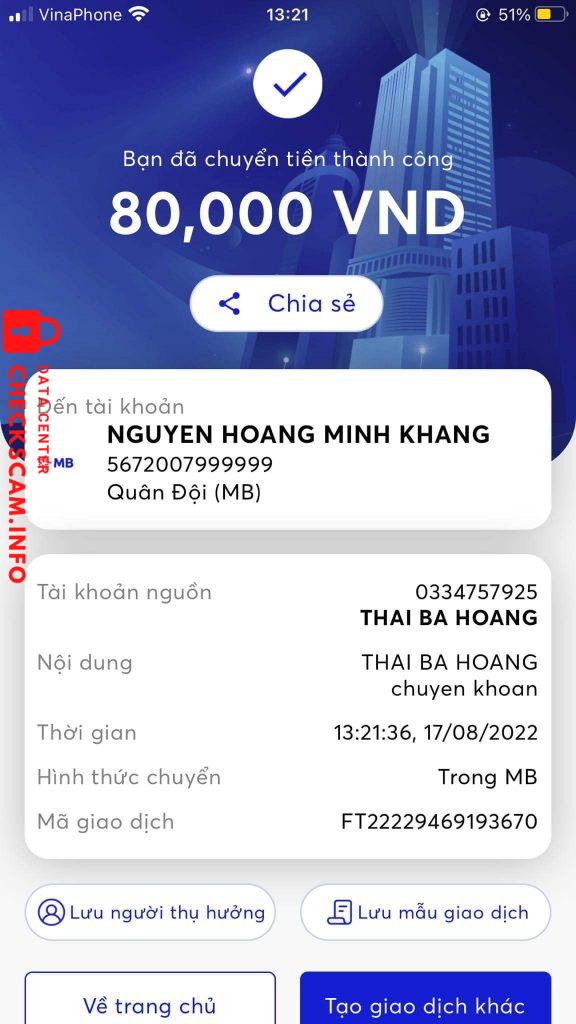 対する証拠 NGUYEN HOANG MINH KHANG