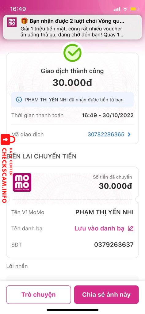 対する証拠 PHẠM THỊ YẾN NHI