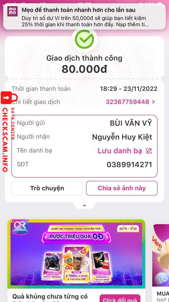 対する証拠 Nguyen Huy Kiet