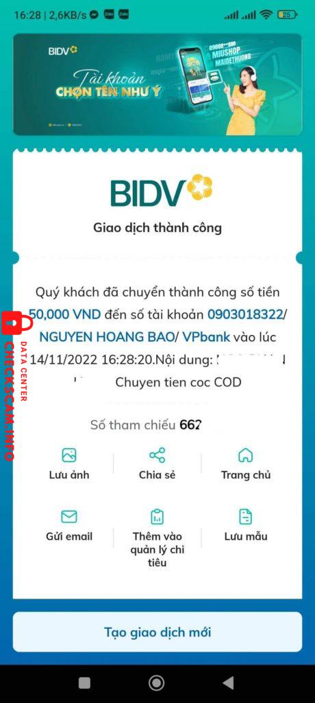 対する証拠 Nguyễn Hoàng Bảo