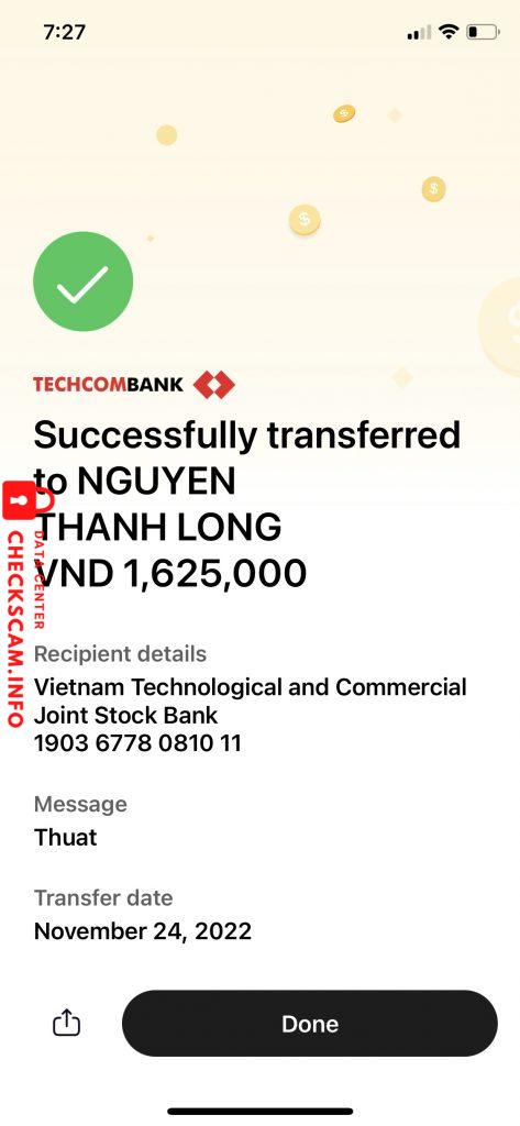 対する証拠 Nguyễn Thanh Long