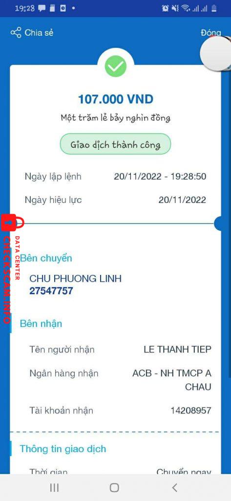 対する証拠 Lê Thanh Tiệp