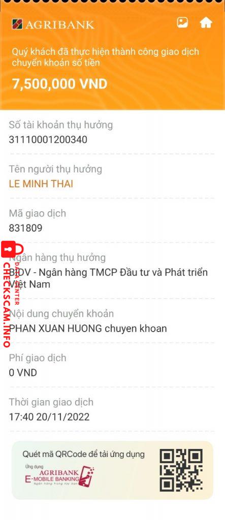 対する証拠 Lê Minh Thái