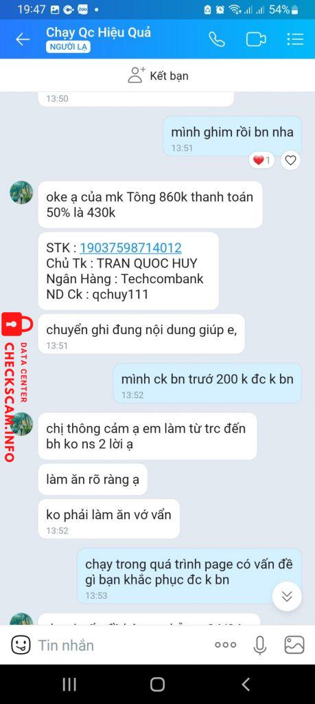 対する証拠 TRẦN QUÔC HUY