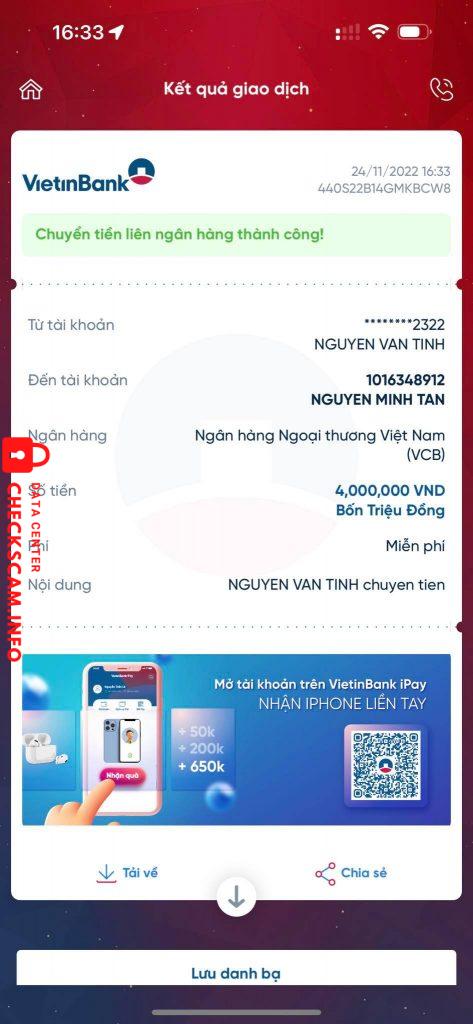 対する証拠 Nguyen Minh Tan