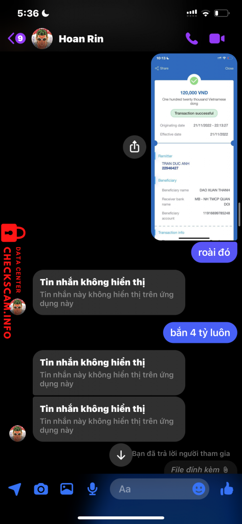 対する証拠 DAO XUAN THANH