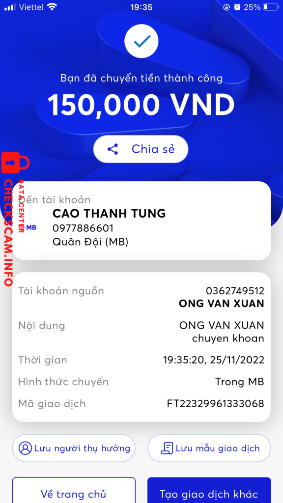 対する証拠 Cao Thanh Tùng
