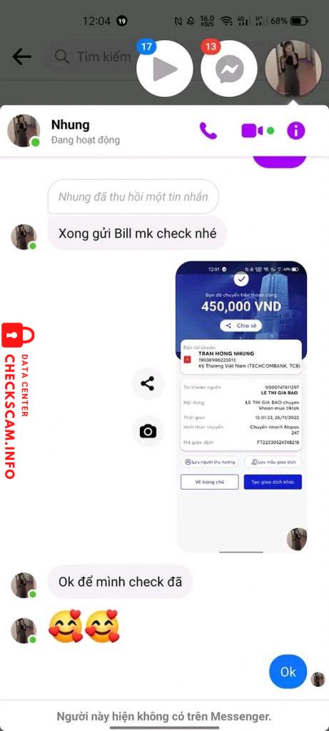 หลักฐานที่เป็นโทษต่อ TRAN HONG NHUNG