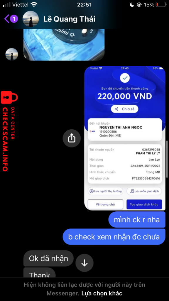 หลักฐานที่เป็นโทษต่อ Nguyen Thi Anh Ngoc