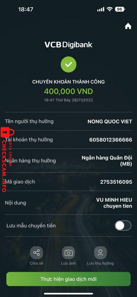 対する証拠 Nông Quốc Việt