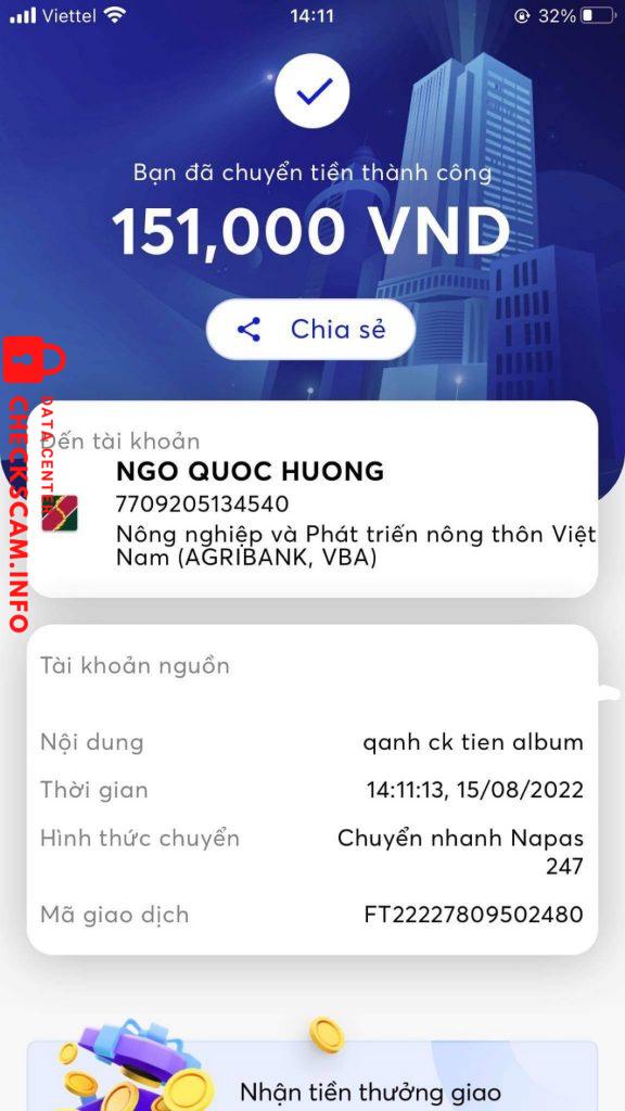 対する証拠 NGO QUOC HUONG
