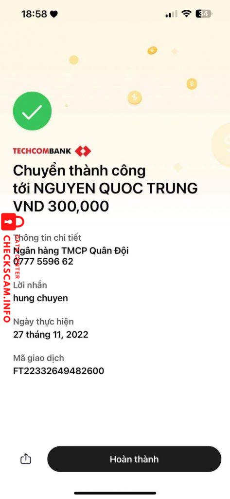 対する証拠 Nguyễn Quốc Trung