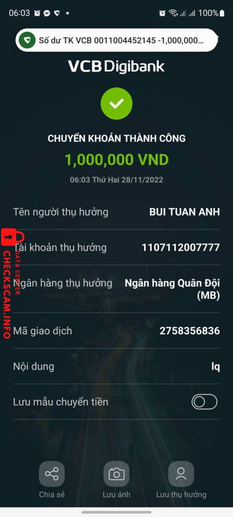 対する証拠 Bùi Tuấn Anh