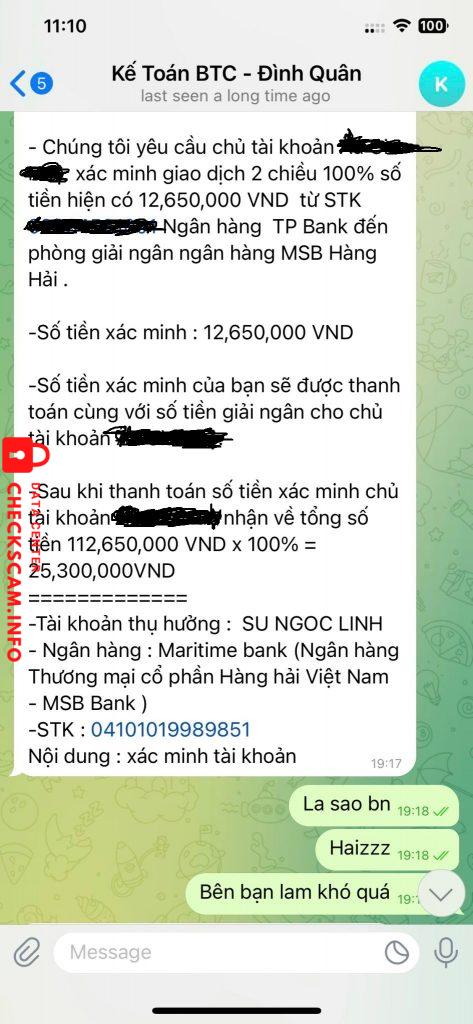 対する証拠 SU NGOC LINH