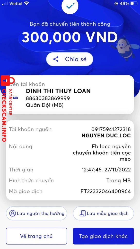 対する証拠 DINH THI THUY LOAN