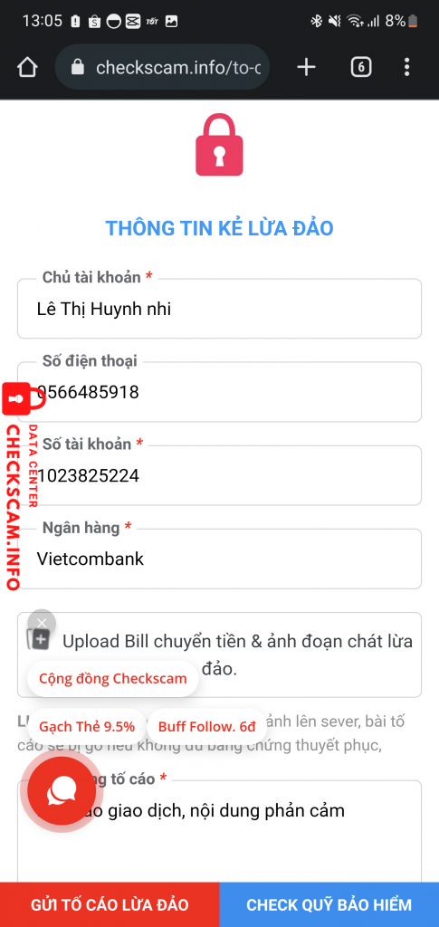 対する証拠 Lê Thị Huynh nhi