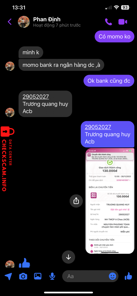 対する証拠 Trương quang huy
