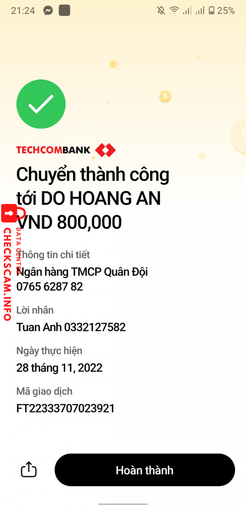 対する証拠 Do Hoang Lam