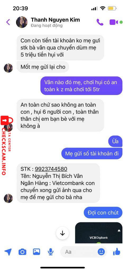 対する証拠 Nguyễn Thị Bích Vân