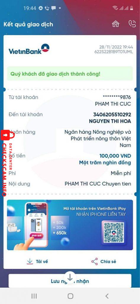 対する証拠 NGUYỄN THỊ HOA