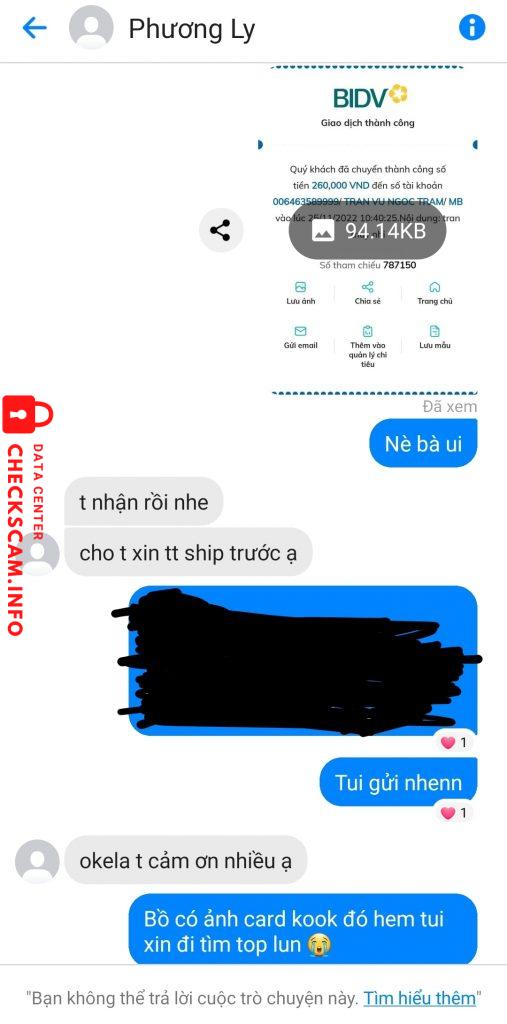 対する証拠 TRAN VU NGOC TRAM