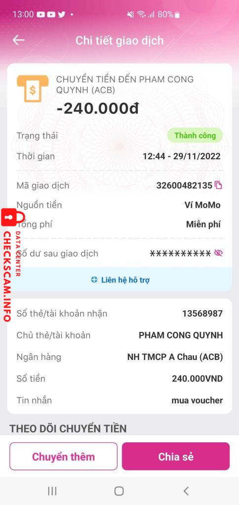 対する証拠 PHAM CONG QUYNH