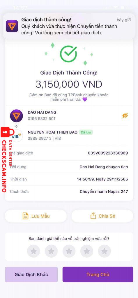 Αποδεικτικά στοιχεία κατά NGUYEN HOAI THIEN BAO