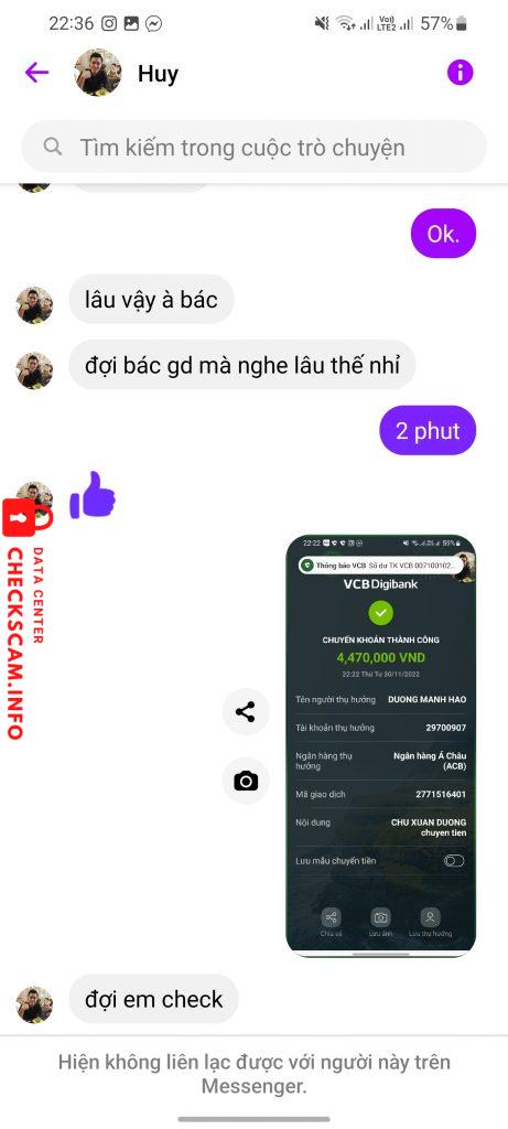 Αποδεικτικά στοιχεία κατά Duong manh hào