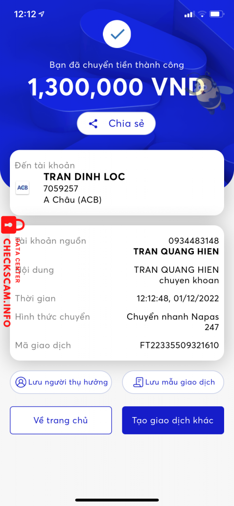Αποδεικτικά στοιχεία κατά TRAN DINH LOC 