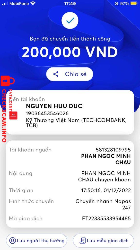 Αποδεικτικά στοιχεία κατά Nguyen Huu Duc