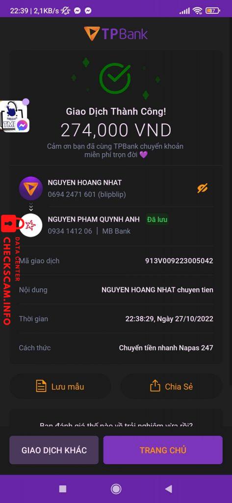 Αποδεικτικά στοιχεία κατά NGUYEN PHAM QUYNH ANH
