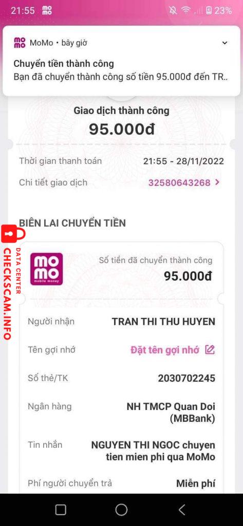 Bewijs tegen Tran Thi Thu Huyen 