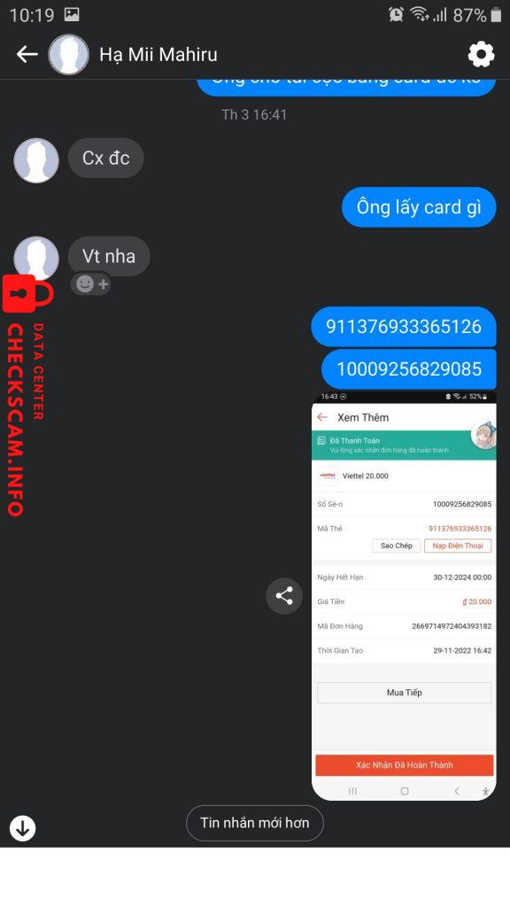Αποδεικτικά στοιχεία κατά Hạ mii hamirru