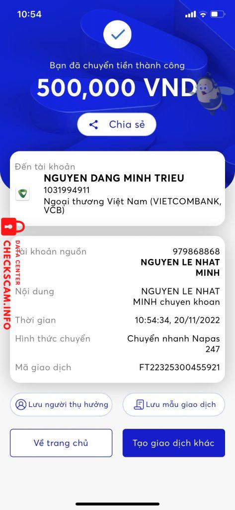Αποδεικτικά στοιχεία κατά Nguyễn Đăng Minh Triệu