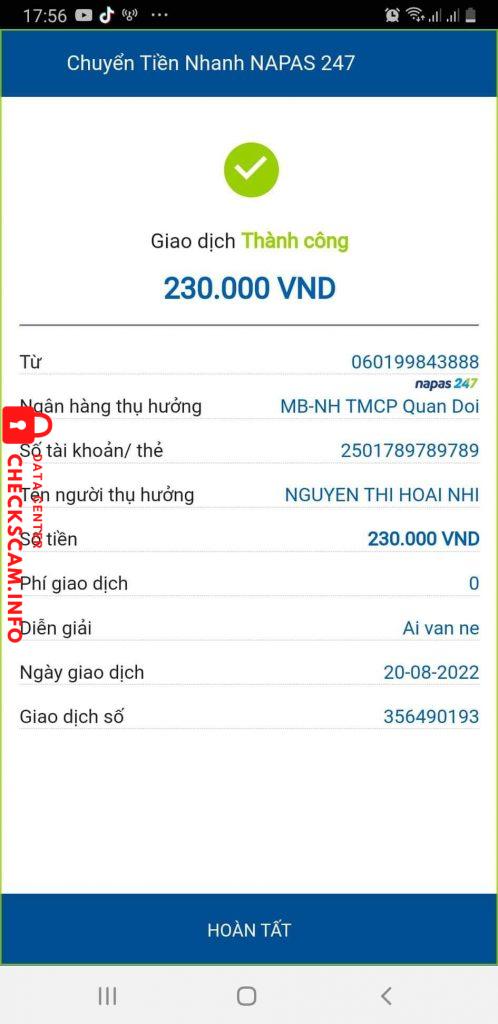 Αποδεικτικά στοιχεία κατά Nguyen Thi Hoai Nhi