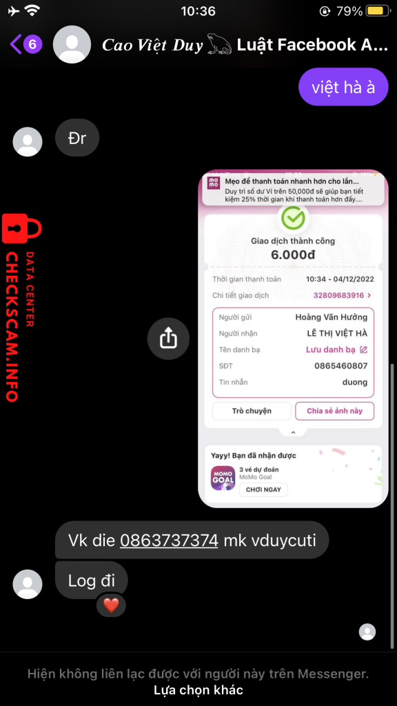 Αποδεικτικά στοιχεία κατά Lê Thị Việt Hà