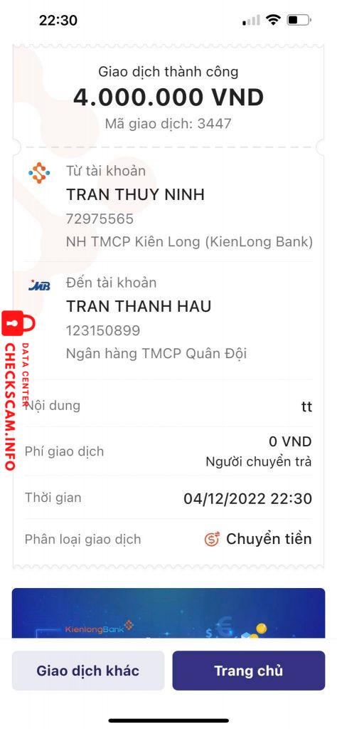 Bằng chứng chống lại TRAN THANH HAU