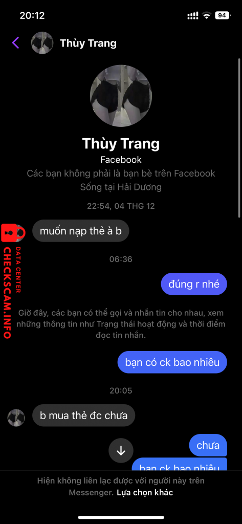 Bằng chứng chống lại VO THI THUY TRANG