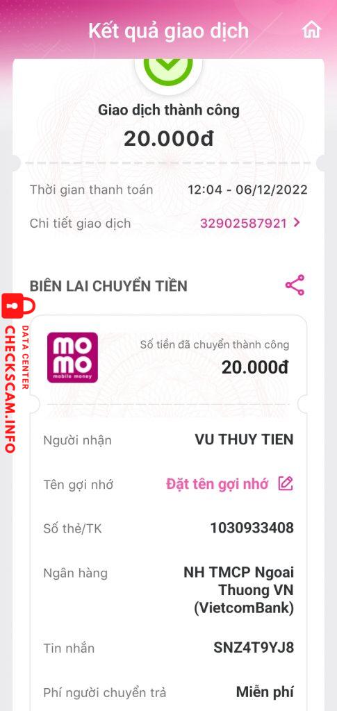 Evidence against VU THUY TIEN