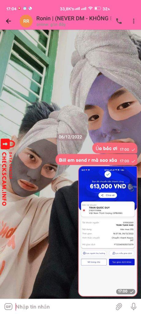 Evidence against Tran Quoc Duy