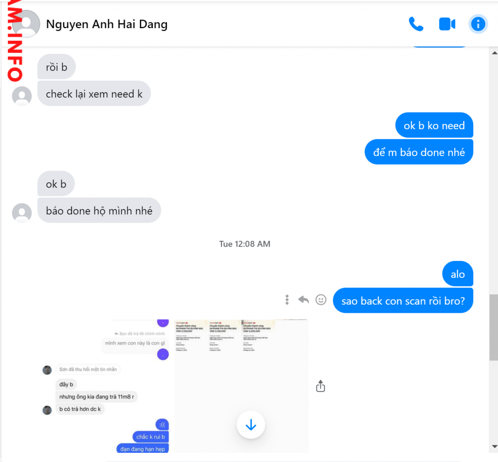Evidence against Nguyen Anh Hai Dang